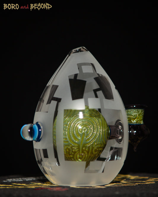 Green and Purple Sandblasted Crop Circle Egg