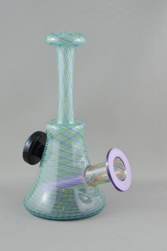 Blue and Green Reticello Mini Tube with Rainbow Accenting