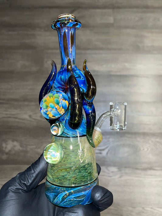 Fumed Disk Flask w/ Sparkle Horns